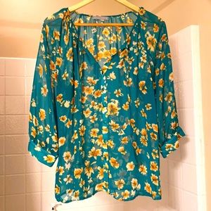 Olivia Moon Sheer Bohemian Flower Shirt.